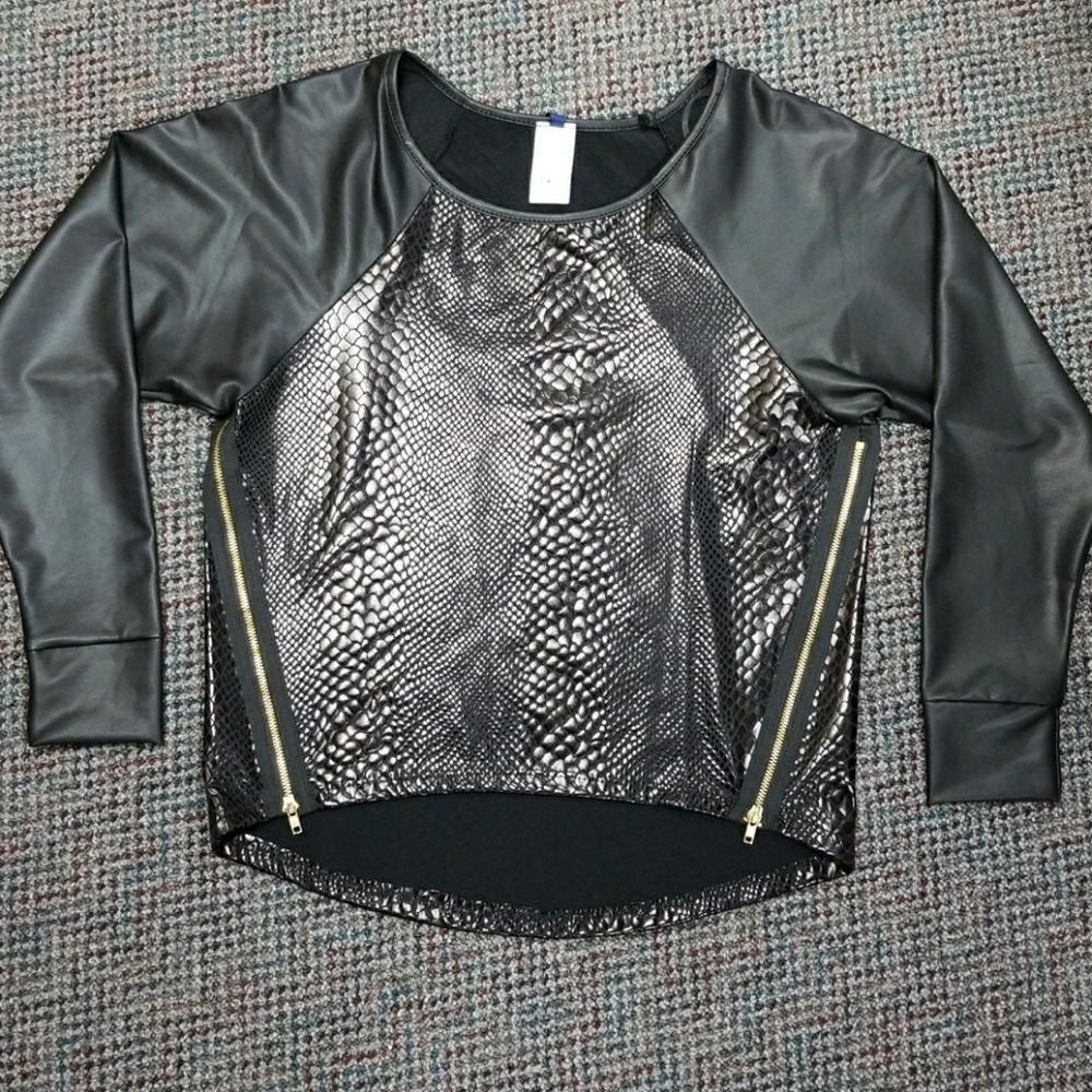 Faux leather top with snake print