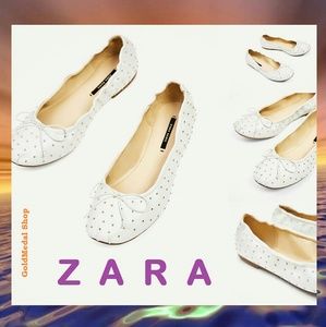 ZARA White Studded New Ballerinas