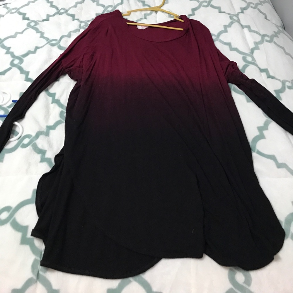 Maroon and black two toned tunic