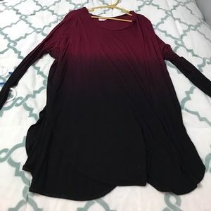 Maroon and black two toned tunic
