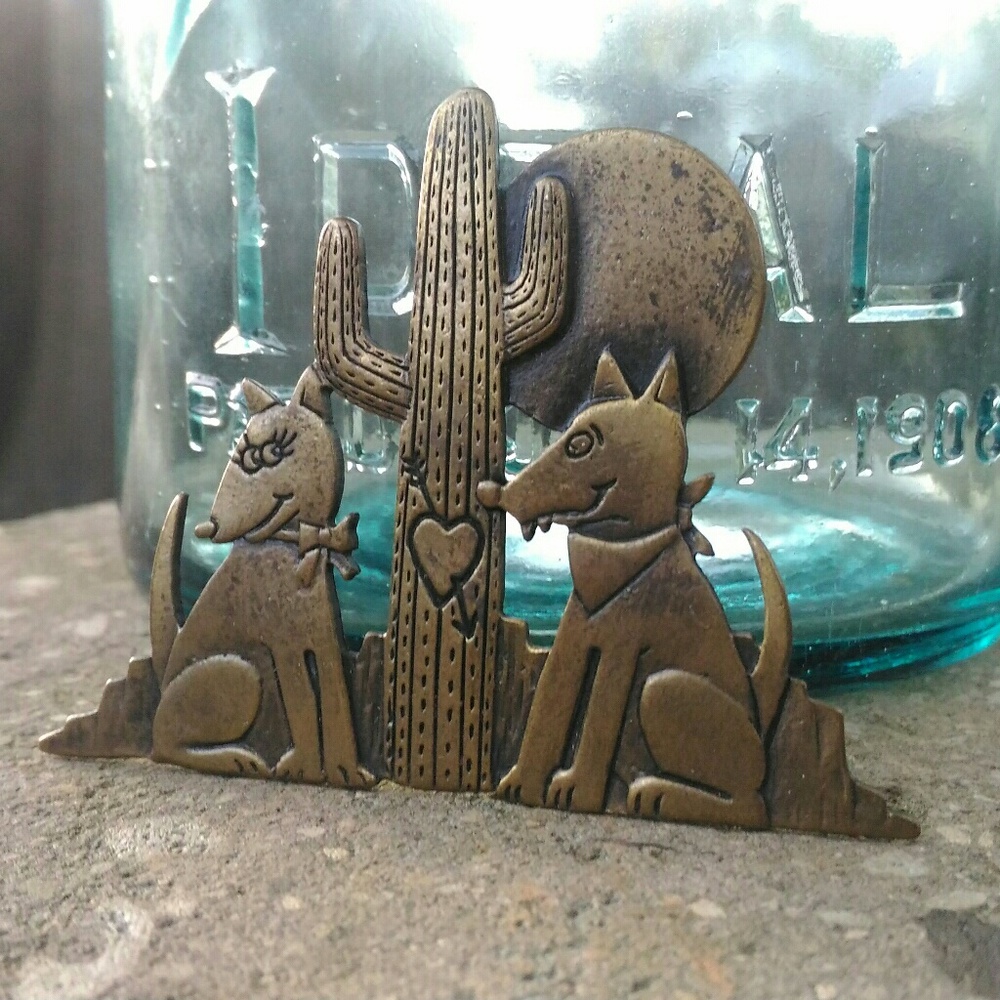 coyote cactus pin