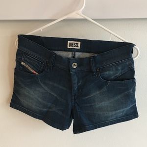 DIESEL Dark Blue Wash Stretch Denim Shorts Jeans