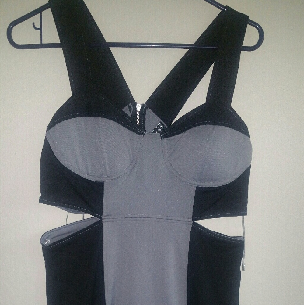 Black and grey mini dress