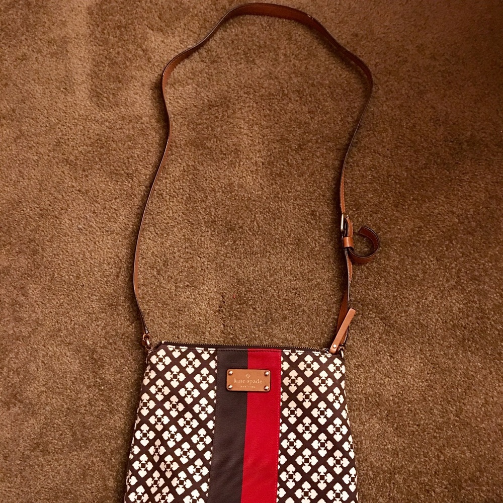 Kate Spade crossbody Brown, Cream and red