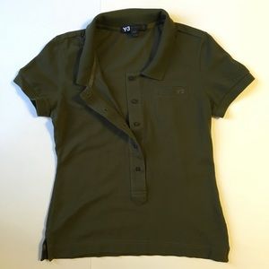 Y-3 Olive green polo shirt