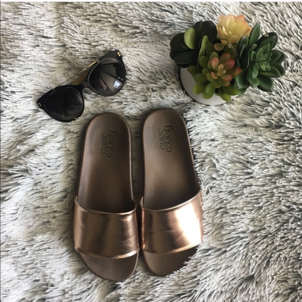 Franco Sarto Rose Gold Slides