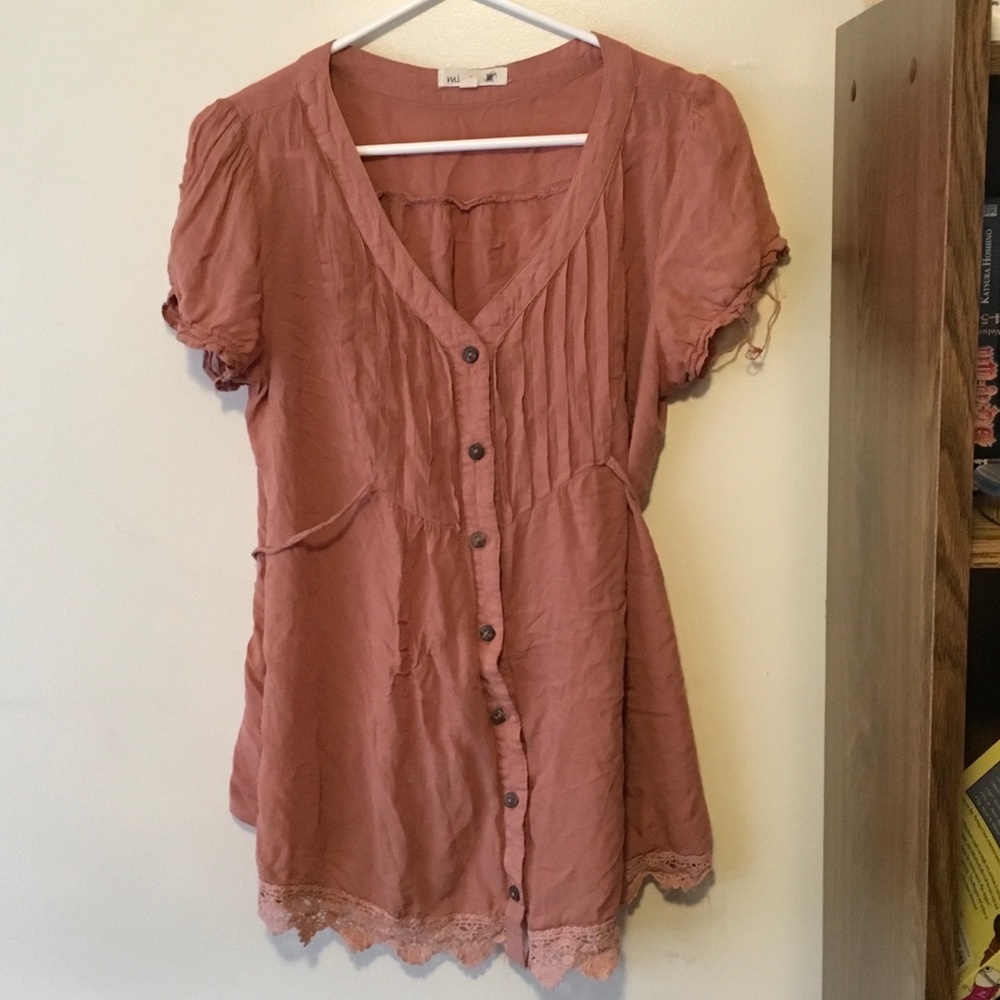 Muted rose pink blouse