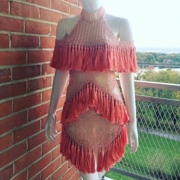 Royalicious Dresses & Skirts - Cotton Candy Pearl Embellished Tassel Dress
