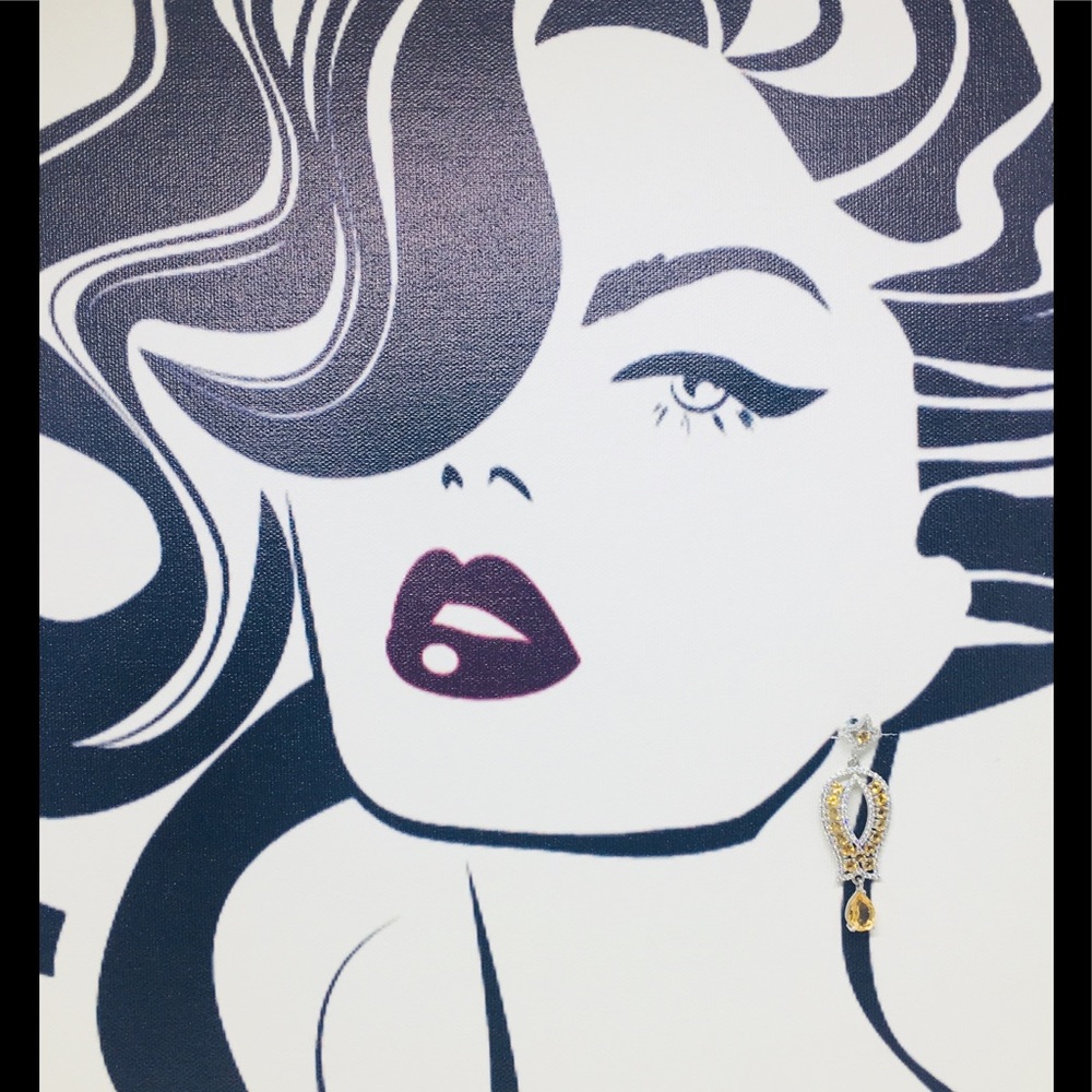 925 Sterling Silver Citrine Earrings.