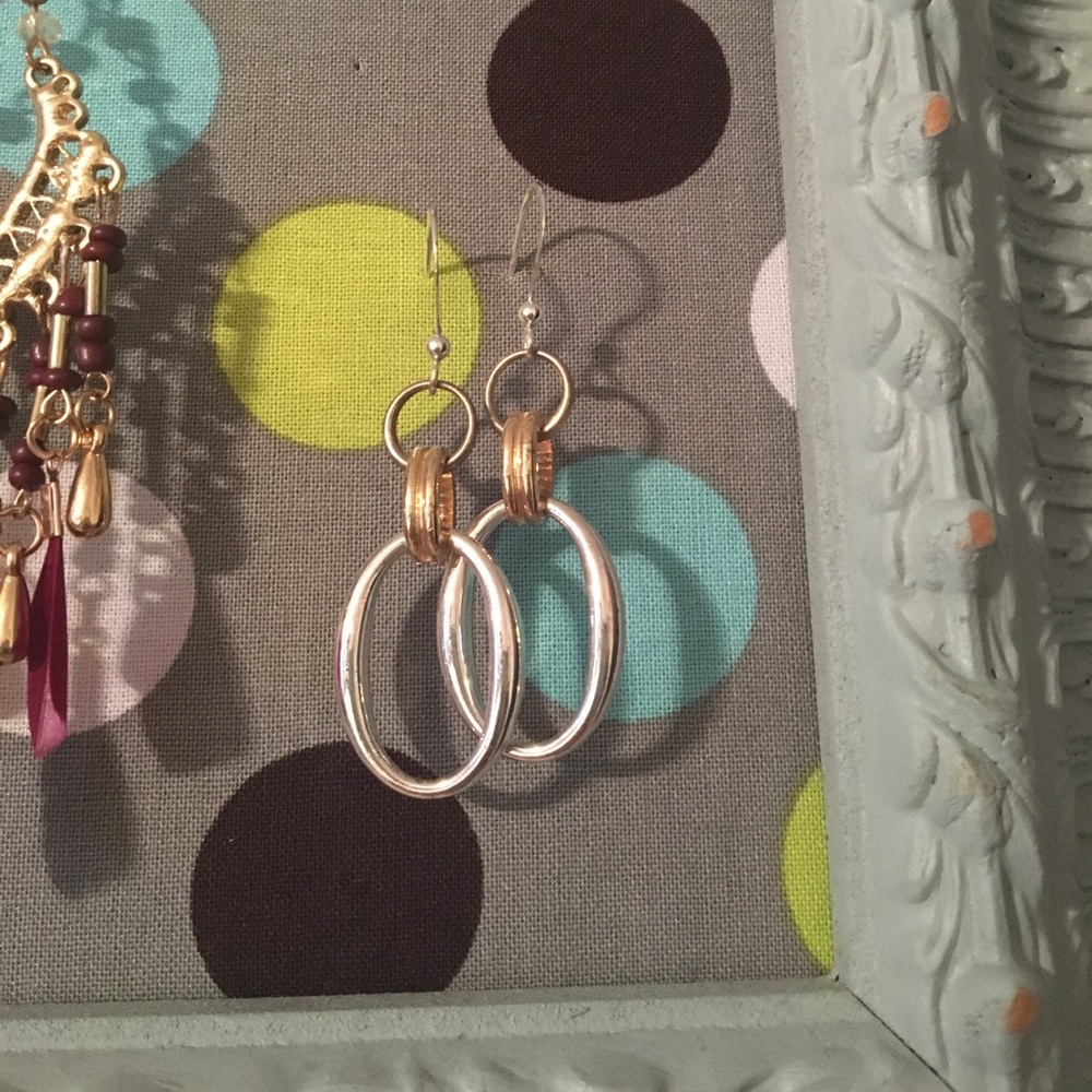 Silver and gold tone earrings