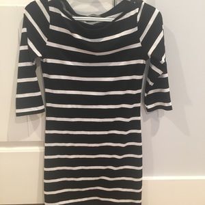 Striped Bodycon Dress, 3/4 sleeve length