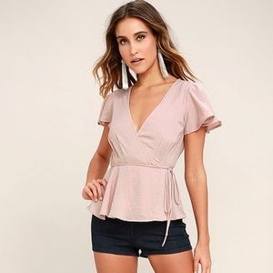 NWT Lulus Modern Gal Wrap Top in Blush