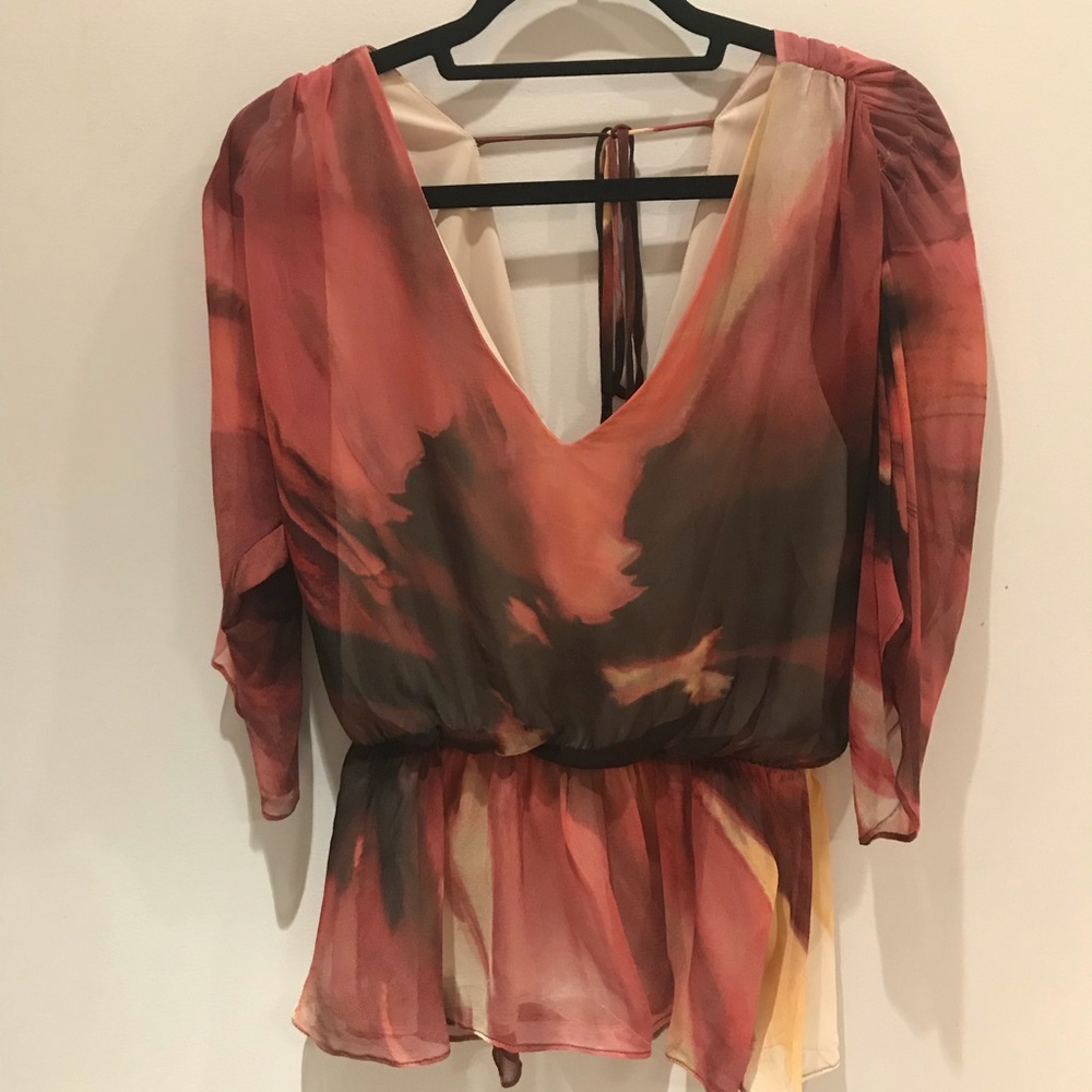 Alice and Olivia multi color silk blouse
