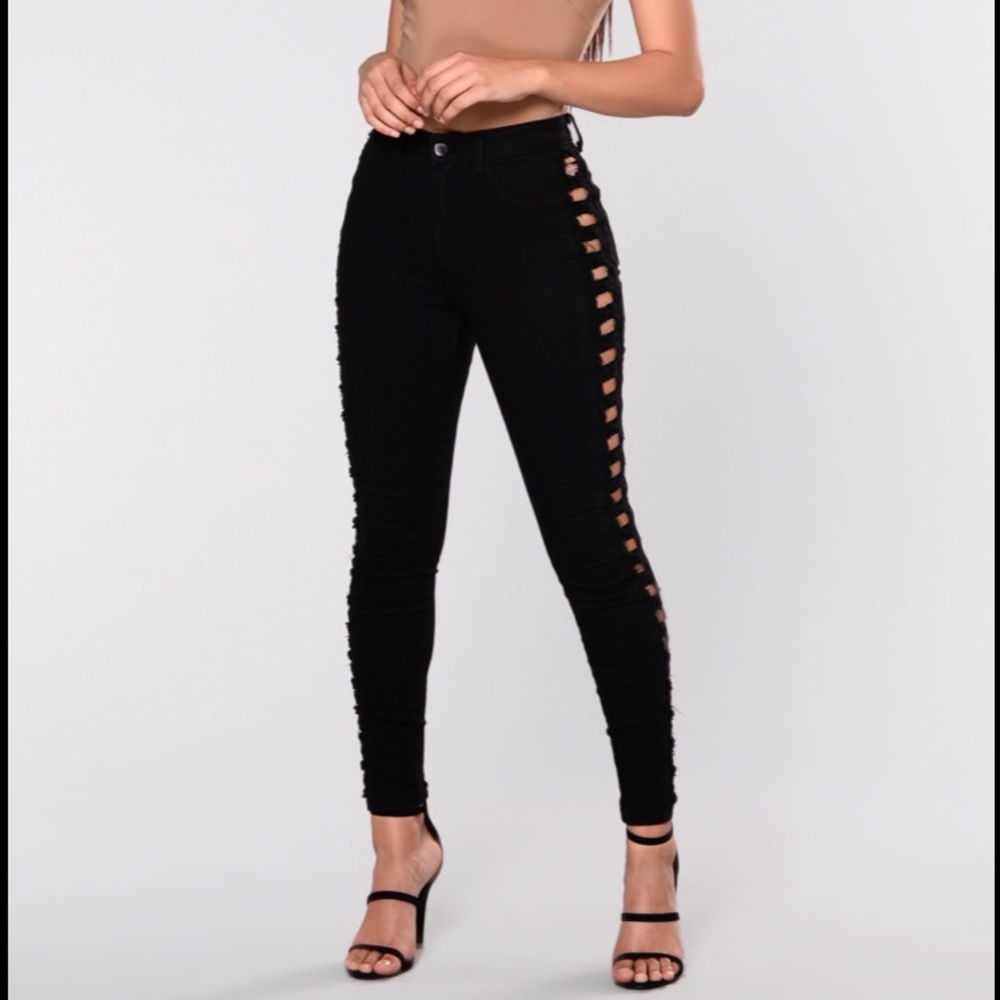 Fashion Nova Black Distressed Jeans High Waist
