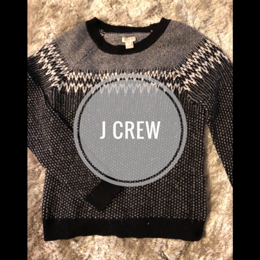 Black and white crew neck JCrew sweater