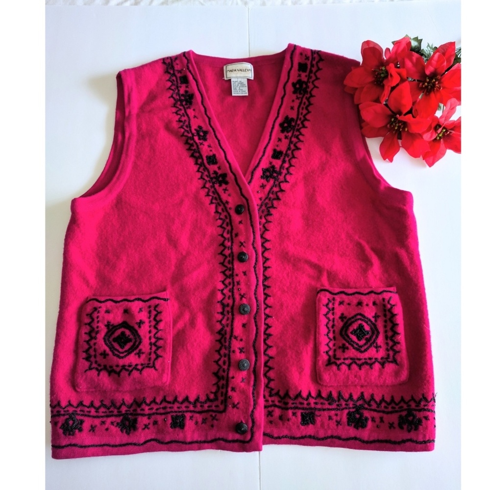 Napa Valley embroidered wool vest