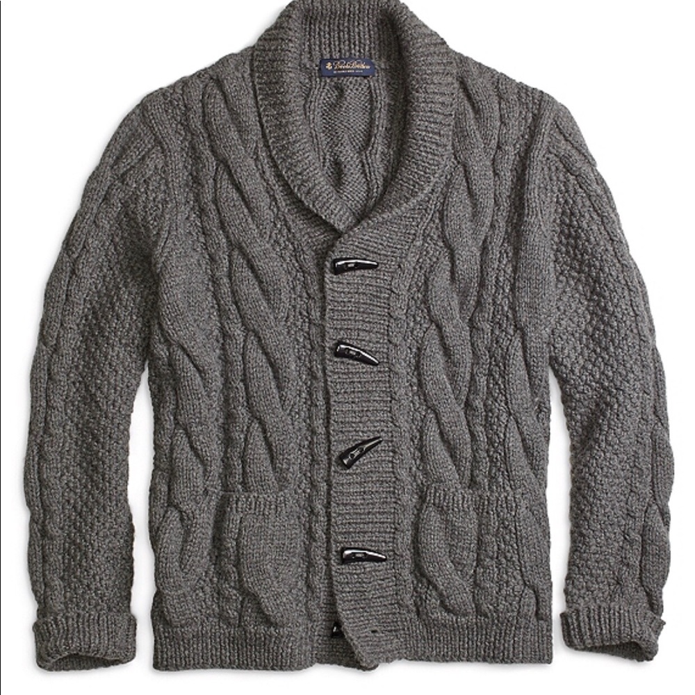 Handknit Grey Cardigan by Brooks Brothers