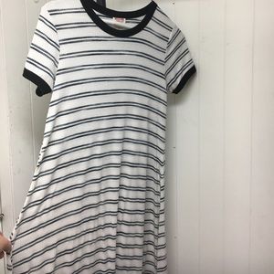 Black striped white dress