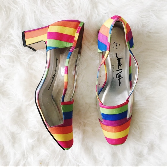 rainbow clear heels