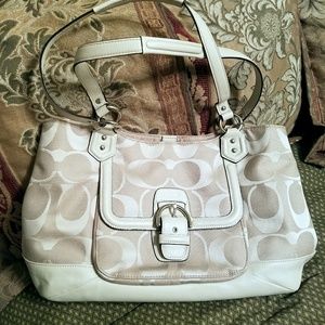 Classic beige Coach shoulder bag - $75