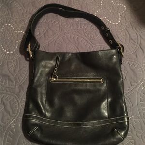 Black leather shoulder coach purse