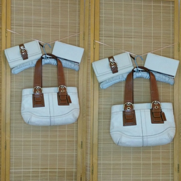 Coach Handbags - Coach Shoulder Bag/ Wallet/ Cheque Book Set