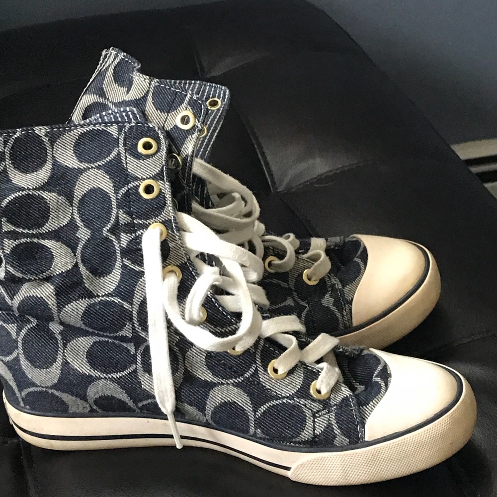 Authentic denim coach high top sneakers