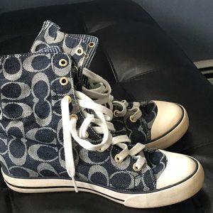Authentic denim coach high top sneakers