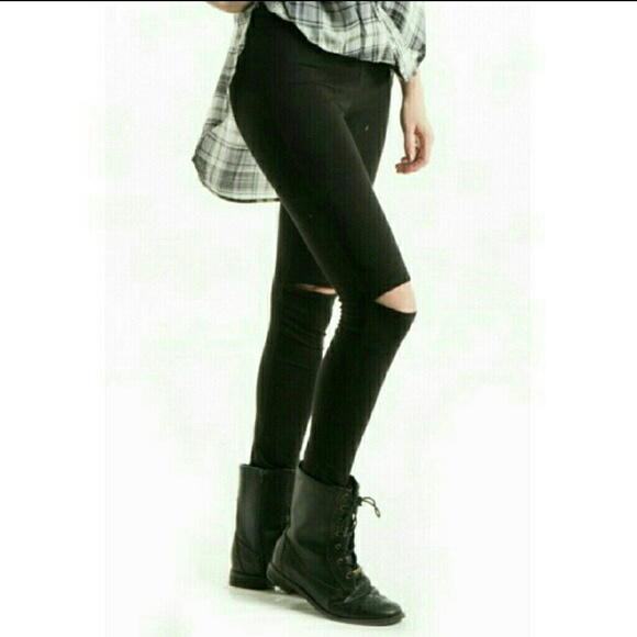 💙Black "Cut-out Knee" leggings - Picture 3 of 5