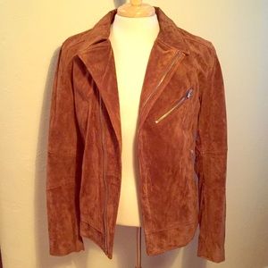 ZARA MEN Suede Leather Moto-Jacket