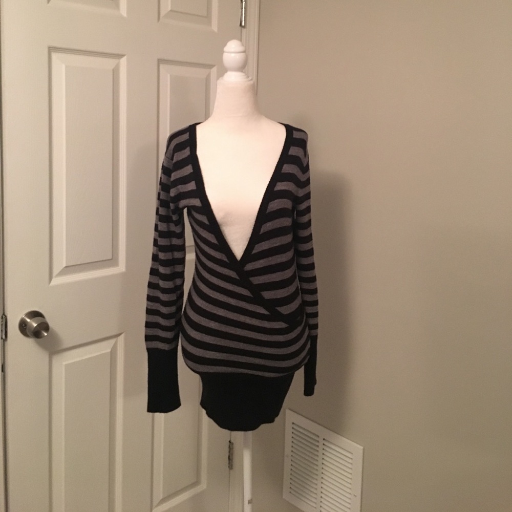 Black and gray striped sweater medium