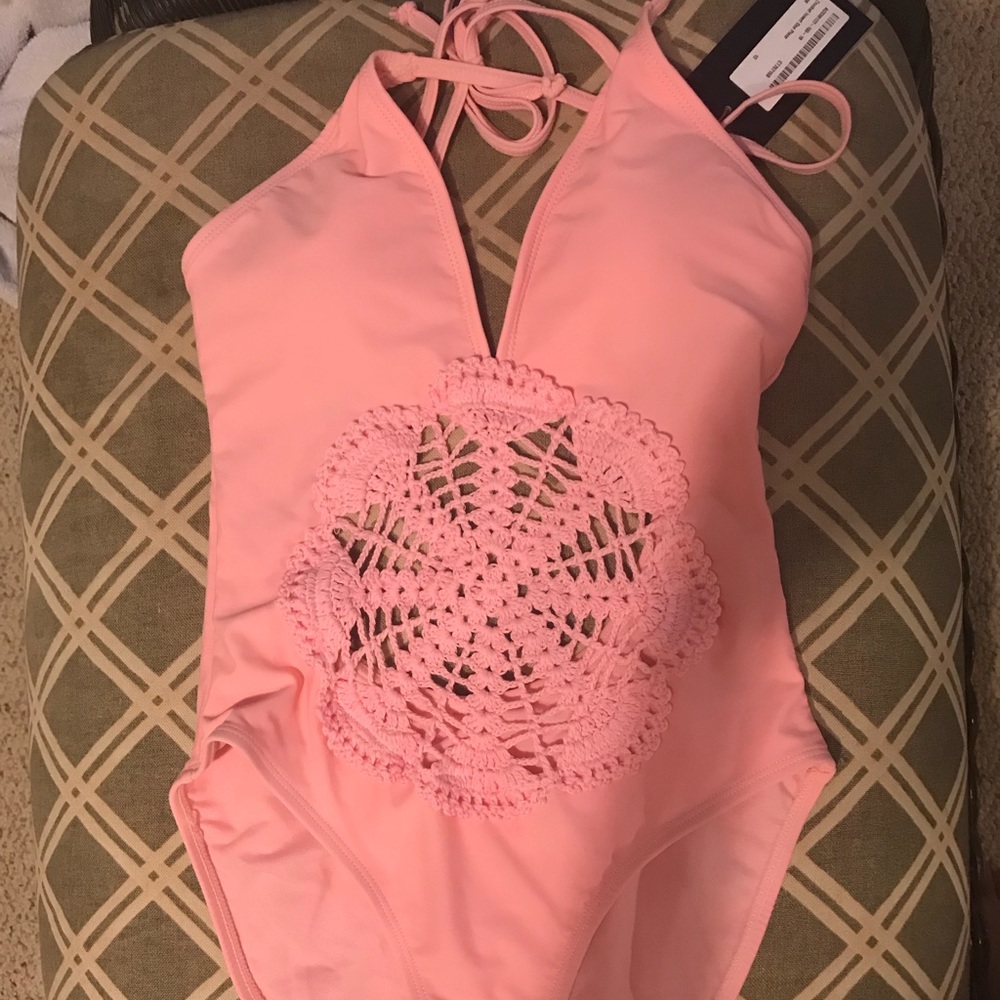 Pink crotchet one piece