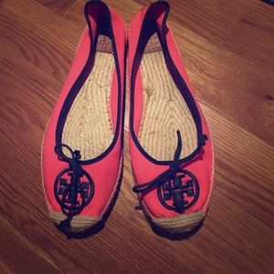 Tory Burch Pink & Navy Espadrille Ballet Flats