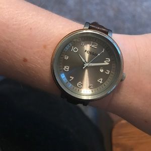 Brown leather Fossil watch
