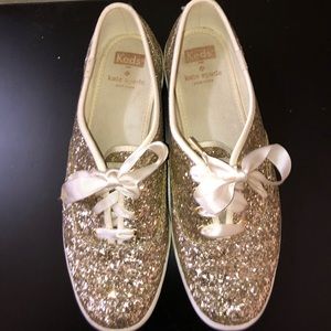 Keds X Kate Spade Gold Glitter Sneakers