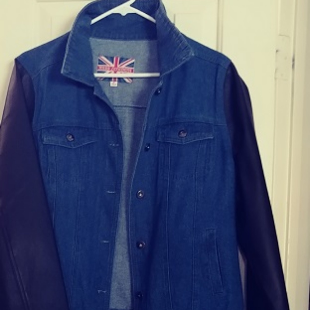 Denim and faux leather jacket 12-14
