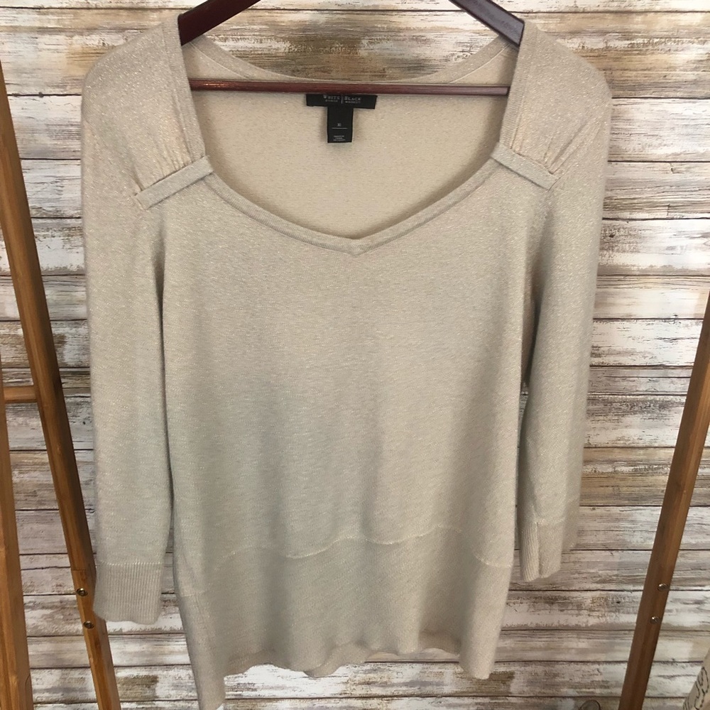 WHBM Gold shimmer sweater 3/4 sleeves size xl.