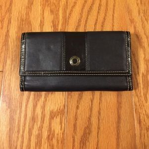 Coach Black leather Full Size Wallet Patent Stripe