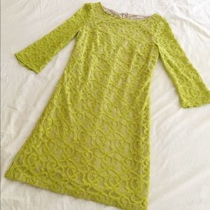 Nine West Chartreuse Lace Dress