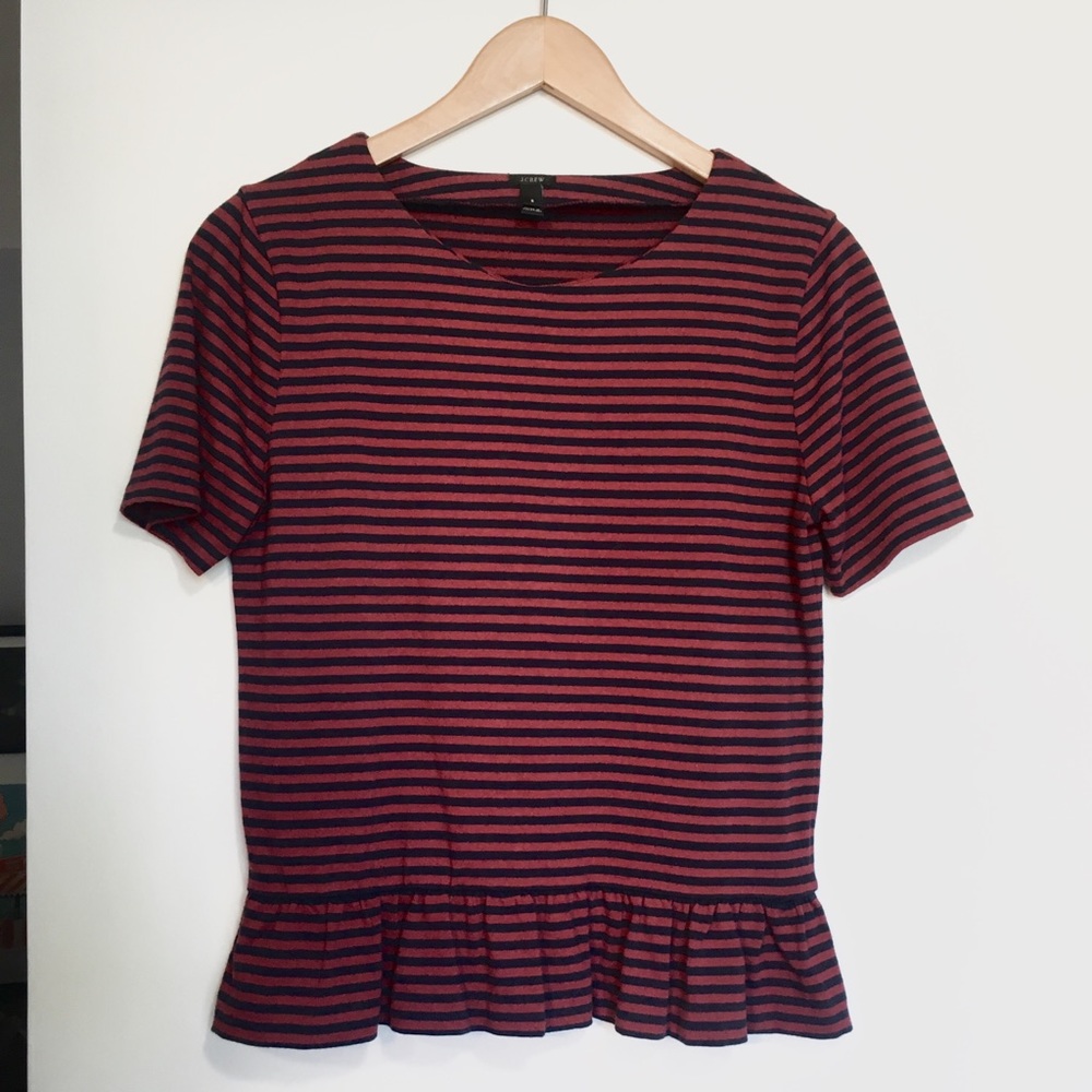 JCrew Striped Peplum Top