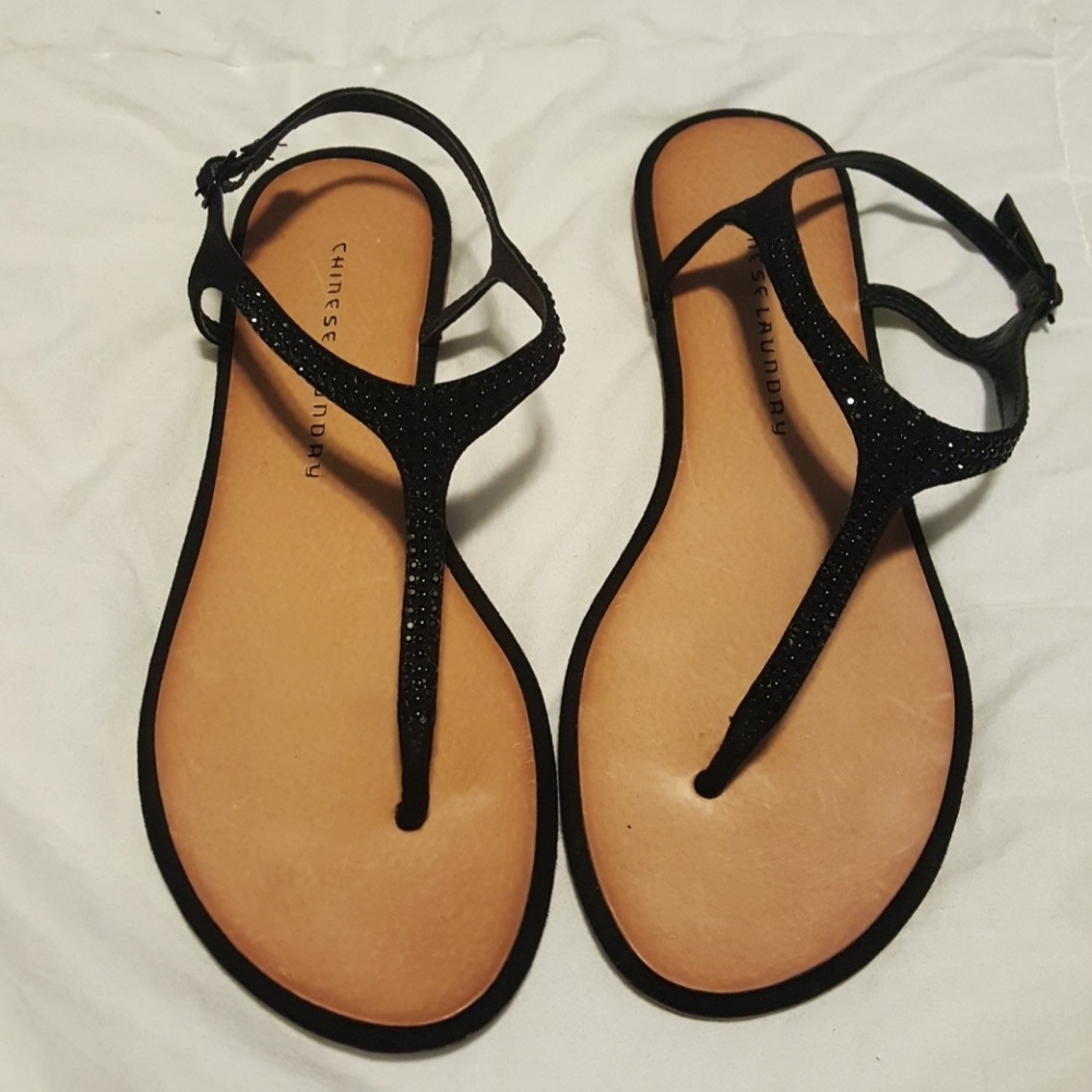 Chinese Laundry Black Gracious Flat Sandals