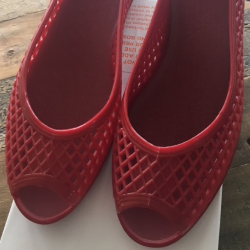 Marc by Marc Jacobs Red Peep Toe Jelly Flats NIB