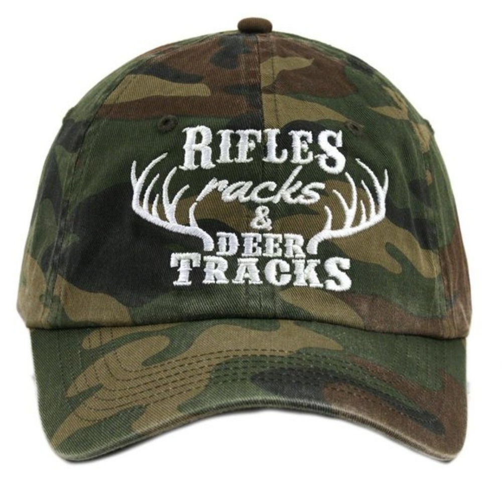 CAMO RIFLES RACKS AND DEER TRACKS BASEBALL HATS