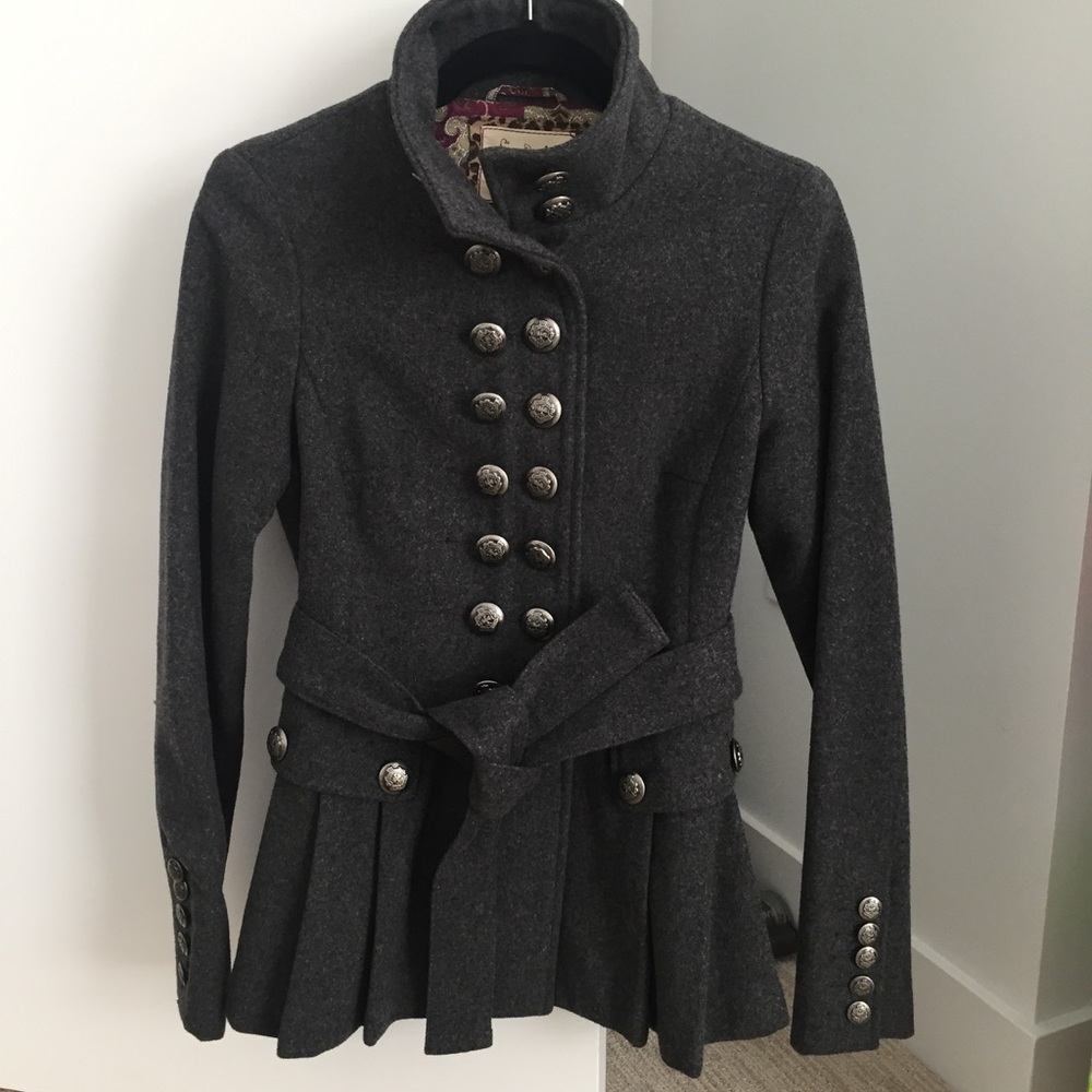 Free People Belted Peplum Wool Coat