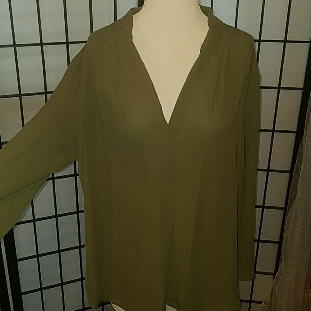 Olive green sheer blouse