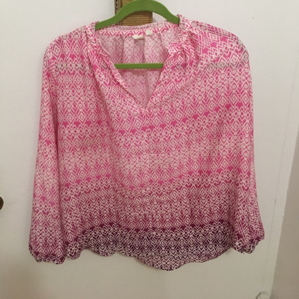 GAP pink ombré long sleeve blouse sz xs