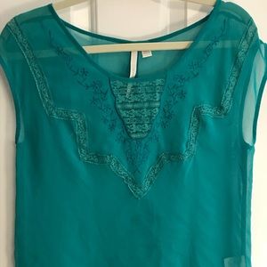 Lauren Conrad sheer embroidered top xs