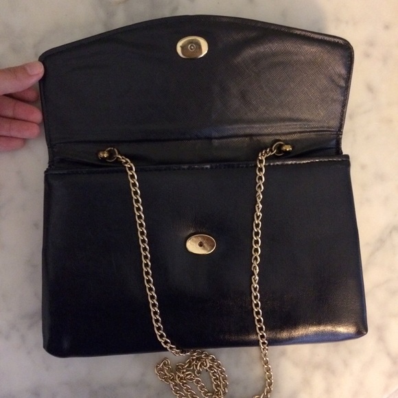 Black and Gold Snap Clutch/Shoulder Bag - Picture 2 of 4
