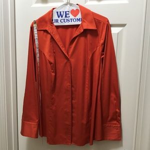 ➕Orange Button Down Blouse with Bonus