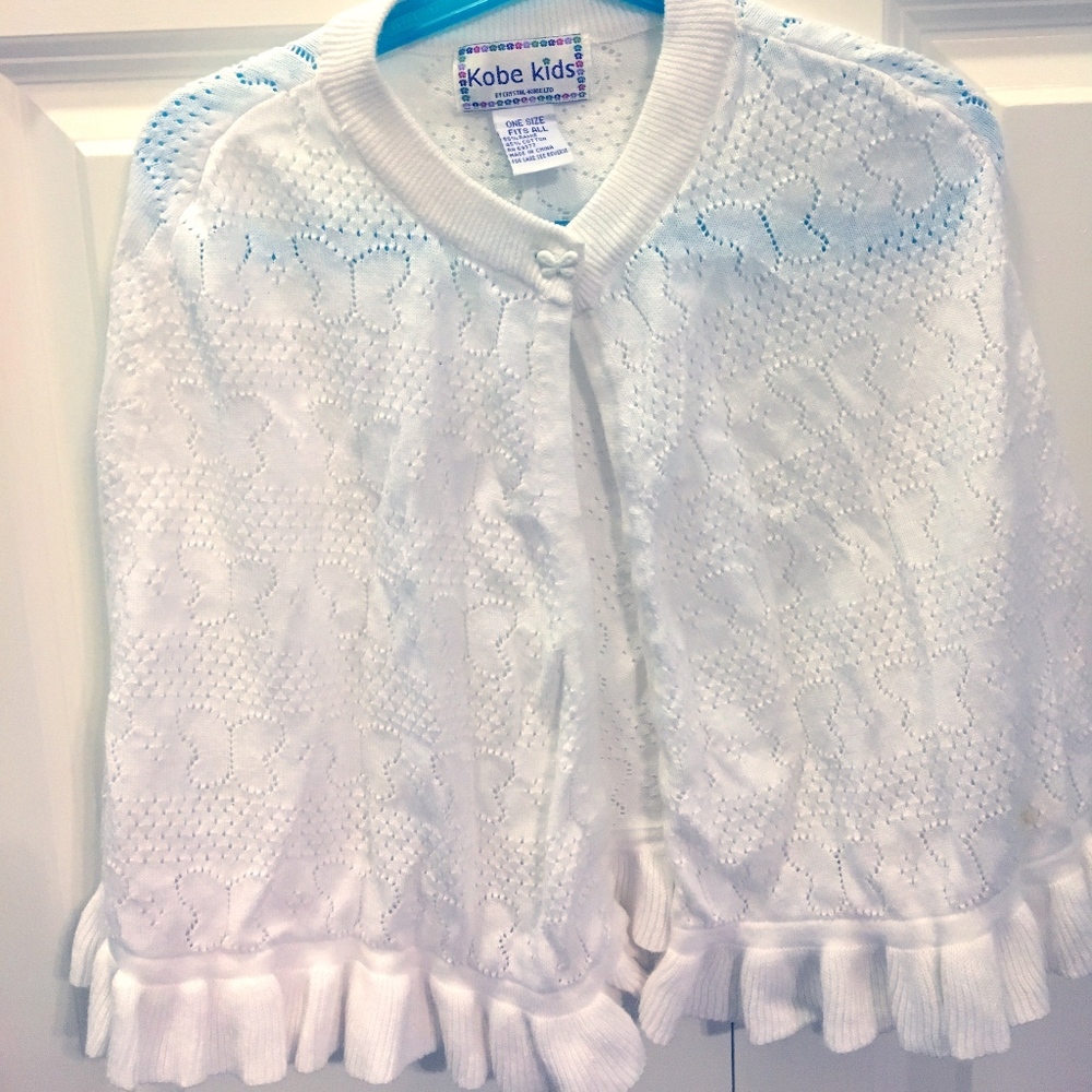 Girls White Butterfly design shawl/wrap